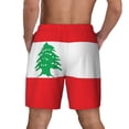 thumbnail image 2 of Men's 2 in 1 Swim Trunks with Compression Liner Lebanese Flag Quick Dry Beach Shorts, 2 of 6