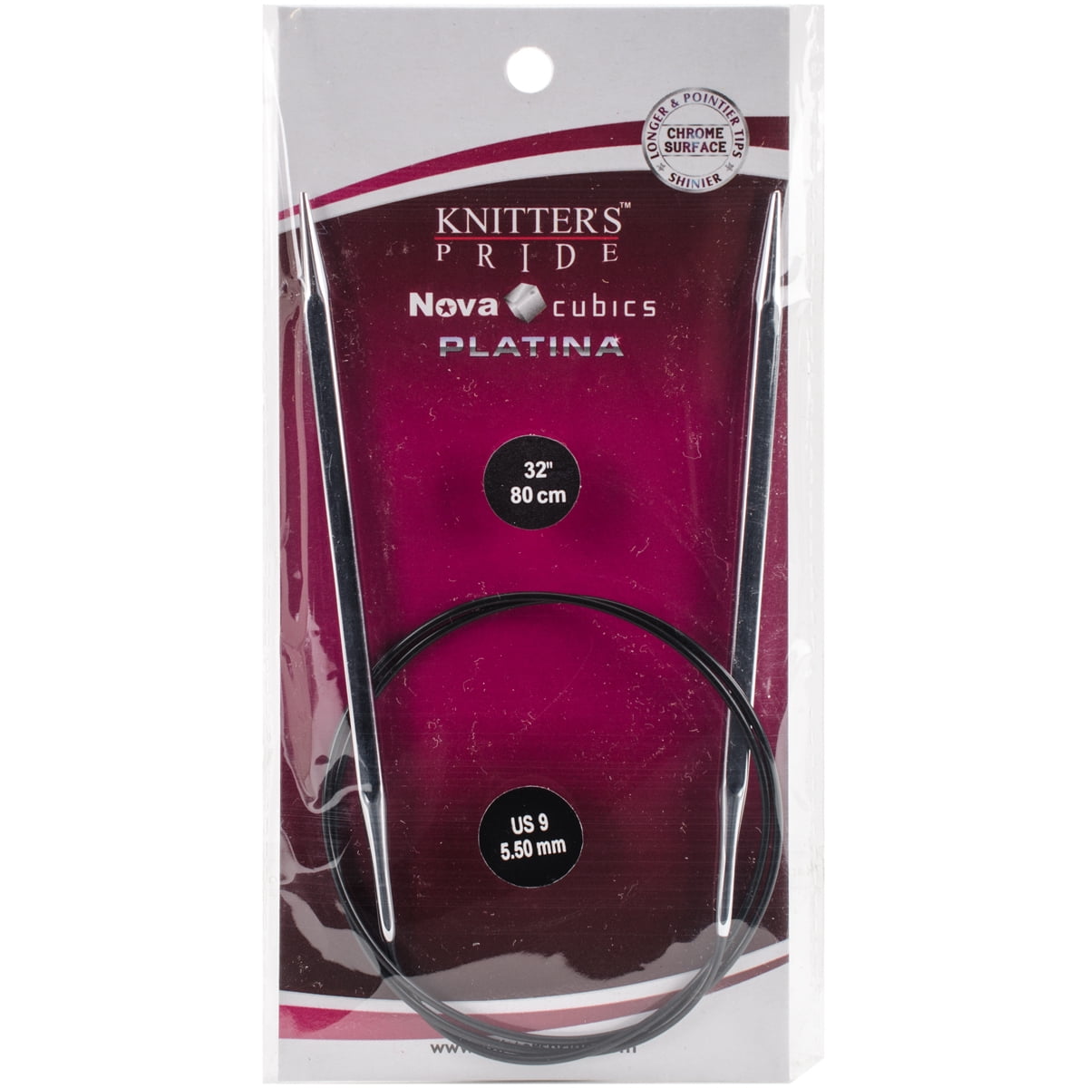 Cubics Platina Fixed Circular Needles 32'-Size 9/5.5mm