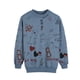 thumbnail image 1 of Sonducket Mujeres Cuello Camiseta Estampado Top Primavera Otoño Manga Larga Camisa Suelta M Prendas para la parte del cuerpo azul XXL, 1 of 1