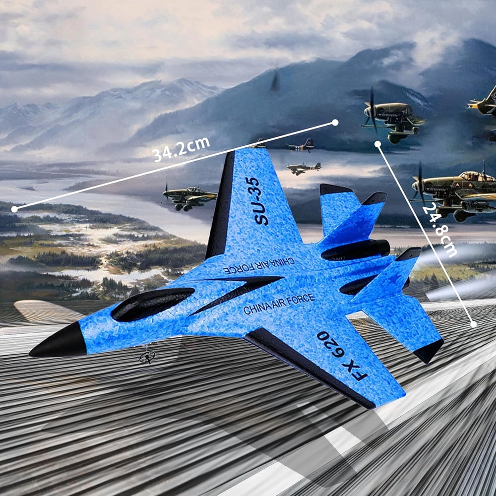 Roofworld RC Plane SU-35 Remote Control FX620 Glider 2.4GHz 3-Axis Gyro Airplane Toy Gift(blue)