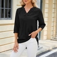 thumbnail image 2 of Besolor 3/4 Sleeve Shirts for Women Tops V Neck T Shirts Oversized Work Blouses Casual Dressy Tunic Tee Tops Black, 2 of 4