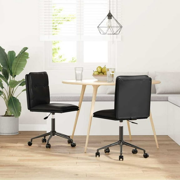 vidaXL Dining Chair Set of 2 Black Faux leather, plywood, metal Medium