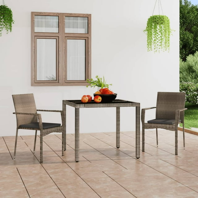 vidaXL Garden Chairs with Cushions 2 pcs Poly Rattan Grey