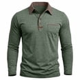 thumbnail image 6 of Zivyakyron Office Mens Polos Button Business Long Sleeve Fall Colorblock Collared Casual Loose Shirt Green L, 6 of 8