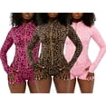 thumbnail image 4 of Women Leopard Print 2 Piece Set Zip Up Long Sleeve Top High Waist Shorts Outfit, 4 of 4