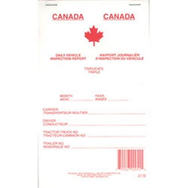 J.J. Keller 30B Rapport d'Inspection des Véhicules Canadiens