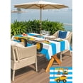 thumbnail image 5 of Outdoor Tablecloth with Umbrella Hole for Patio/Picnic/Party/Camping, Blue Striped Yellow Truck Waterproof Table Cloth Rectangle Table Cover Washable, Farmhouse Stripes Modern Art (52"x 70"), 5 of 8
