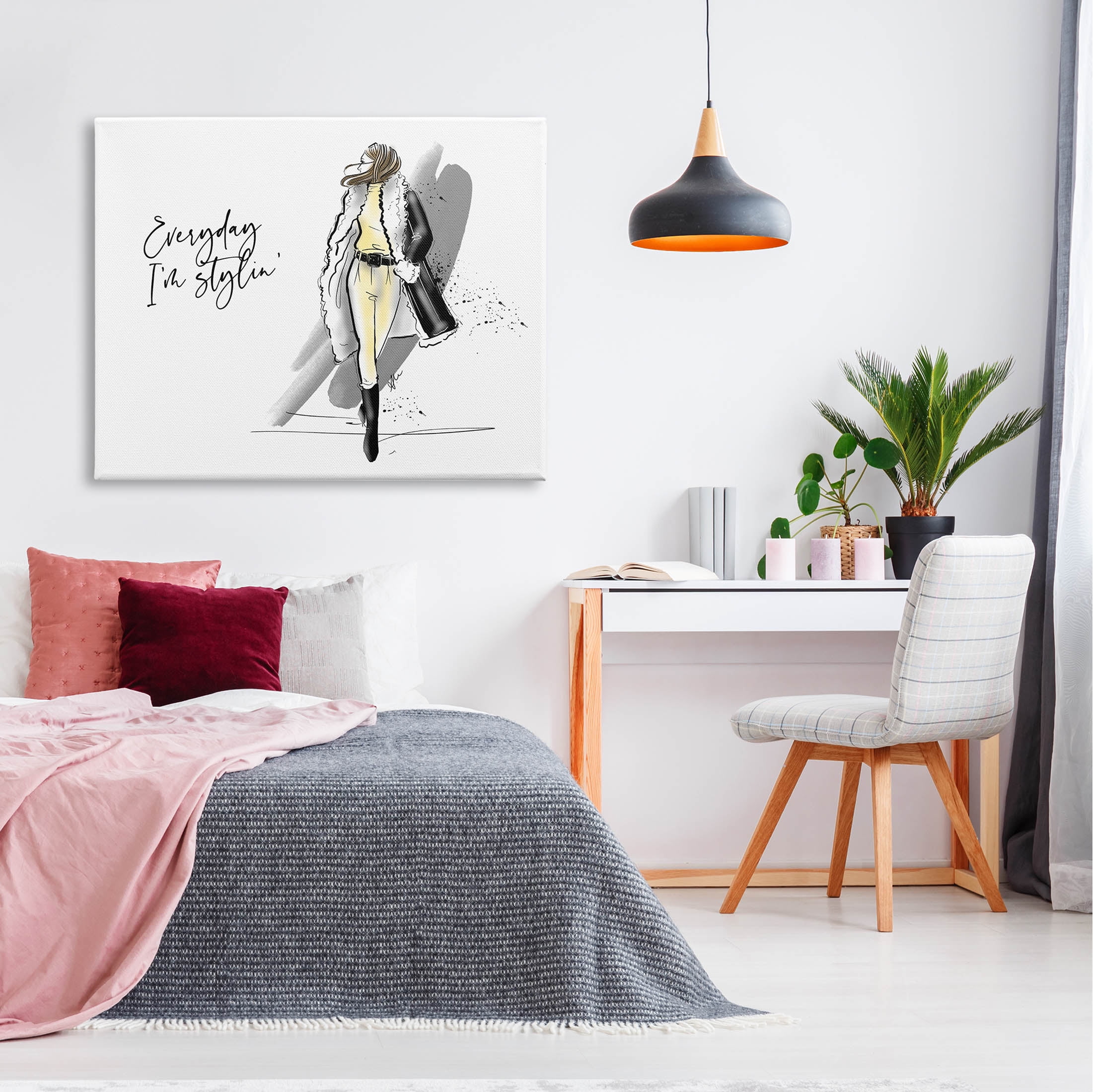 Stupell Industries Every Day I'm Stylin' Fashion Graphic Art Gallery Wrapped Canvas Print Wall Art, Design by Alison Petrie