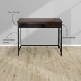 thumbnail image 4 of DecorTech Industrial Metal and Wood 30 "H Writing Desk with Drawer, Walnut, 4 of 11