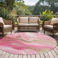 thumbnail image 4 of Round Rugs 5Ft, Pink Marble Round Area Rug Washable Indoor Throw Carpet, Golden Abstract Modern Ink Painting Soft Non Slip Circle Rug for Cabinet Bathroom Home Decor Aesthetic, 4 of 8