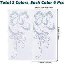 12 Sheet Rhinestone Decals Iron on Flat Round Glass Hotfix Heat Transfer Appliques Patches Hot Melt Sparkle Glitter Flower Pattern Transfers Sheets for Cloth Bags Pants Pillow Crafts