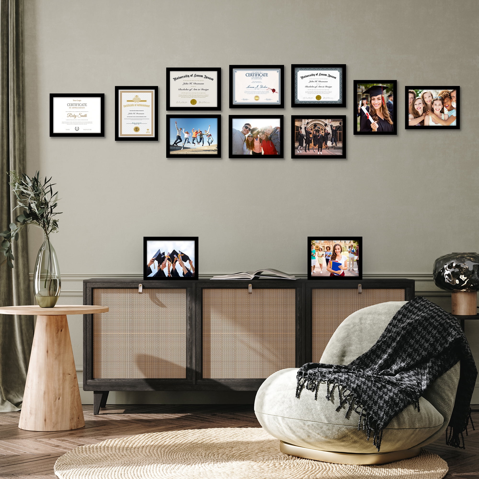 Americanflat 8.5x11 Picture Frame with Polished Plexiglass 12 Pack Signature Collection Frames Photo - Black