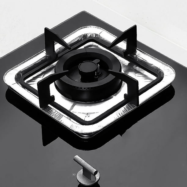 Almohadillas protectoras de cocinas de aluminio de papel de aluminio resistentes - Fundas circulares de gas para cocinas de gas resistentes al aceite y facilitar la limpieza