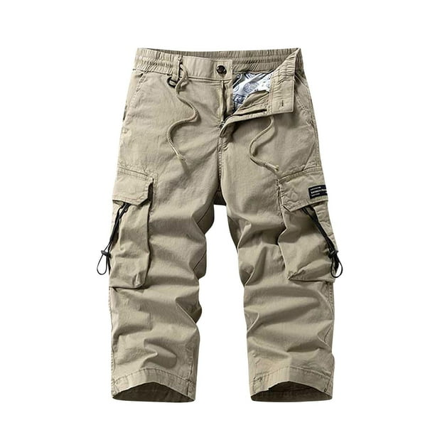 Multi Bolsillo Cargo Pantalones para Hombres Estiramiento Casual Cordón Clásico Pantalones Cortos de Verano con Bolsillos Múltiples, Pantalones Cortos de Cintura Elástica