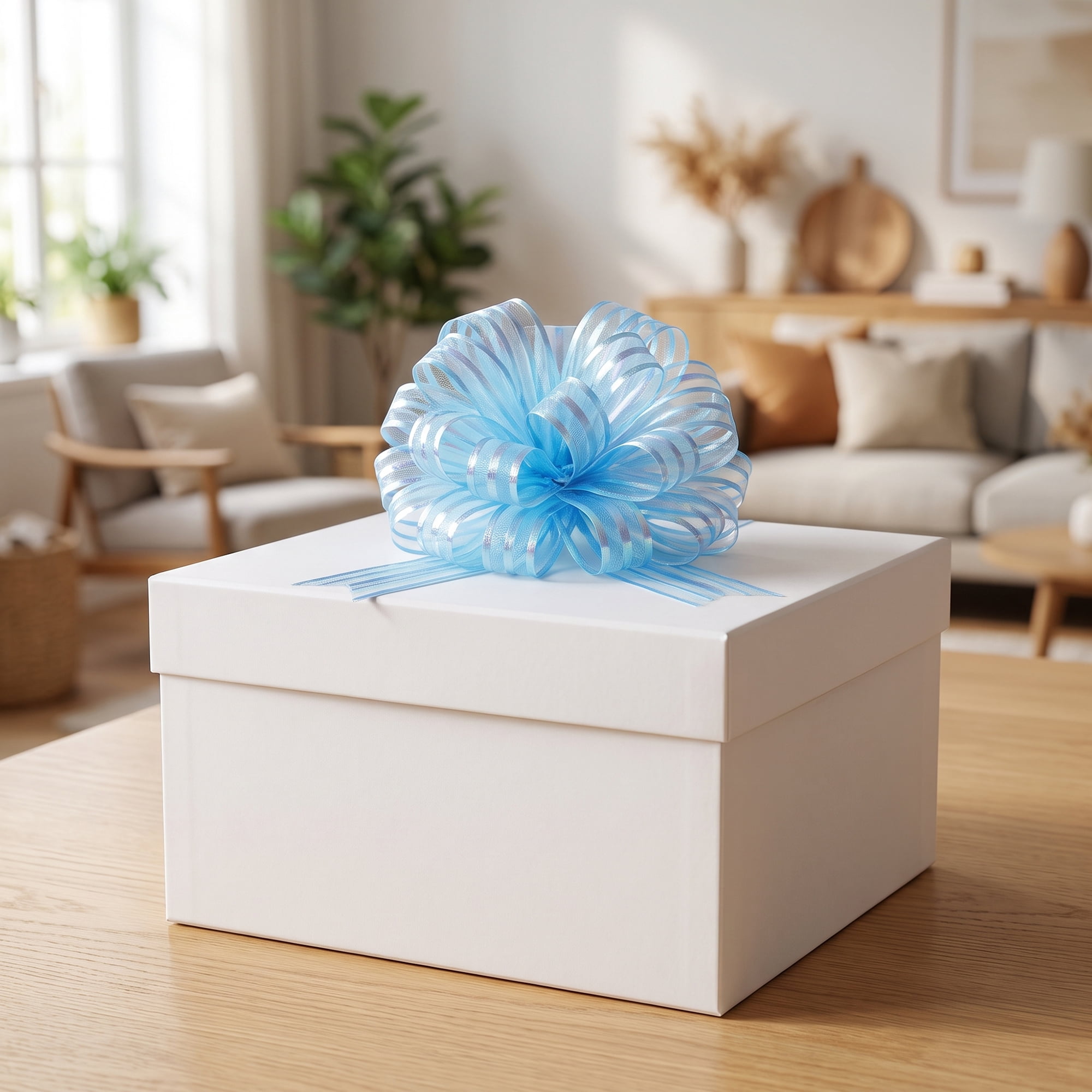 Unique Bargains Crush-Resistant Ribbon Bow for Birthday and Special Occasions Light Blue