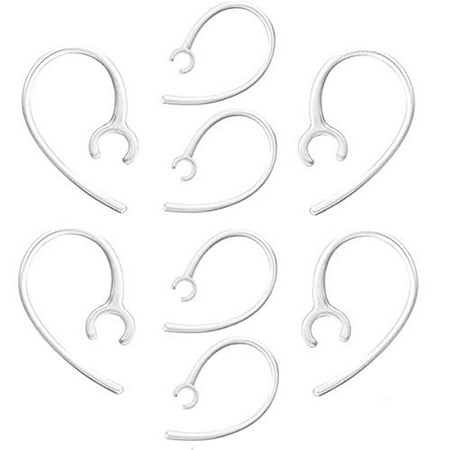 - 8-Pack Replacement Ear Piece Clamp Bluetooth Ear Hook Loop - Set of 4 Small + 4 Pack Large Size Shape Hook for Samsung, Motorola, LG & Other Bluetooth Headsets (Clear)