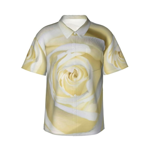 Saiise White Rose Print Hawaiian Shirt for Men,Personalized Funny Men's and Women's face Hawaiian Shirts for Men Short Sleeve,XX-Large