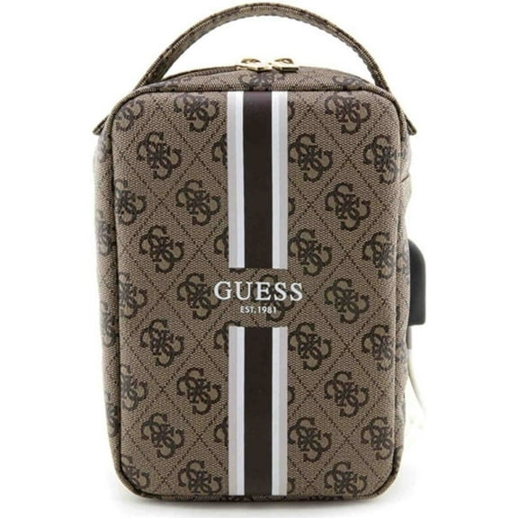 Guess 4G Printed Stripes Organizer Travel Bag Brown - GUHBP4RPSW