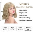 thumbnail image 2 of MORICA Hair Synthetic Curly Bob Wig with Bangs Short Wavy Hair for Women Bob Style Heat Resistant Colored Wigs, 2 of 8