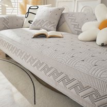 Namzi Cotton Quilted Embroidery Sectional Couch Cover Furniture Protector Cover-35.4*47.2inch,Grey