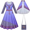 thumbnail image 2 of Vestido de princesa Wish Asha para niñas, Vestidos morados de manga larga, ropa para fiesta de cumpleaños y Carnaval, Disfraces de Halloween, 2 of 5