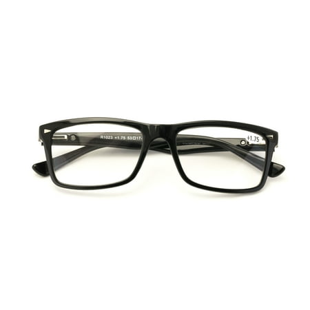 Classic design delux black reader reading glasses with Anti Blue Ray, UV protection, and a free protective case.