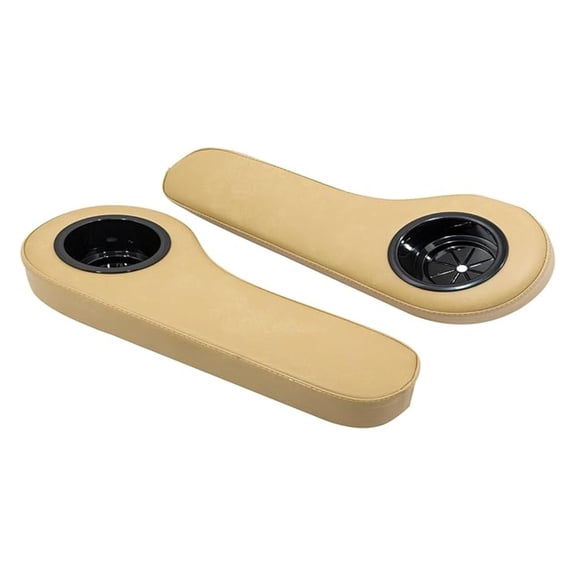 Universal Golf Cart Rear Seat Arm Rest Cushion with Cup Holder - Tan