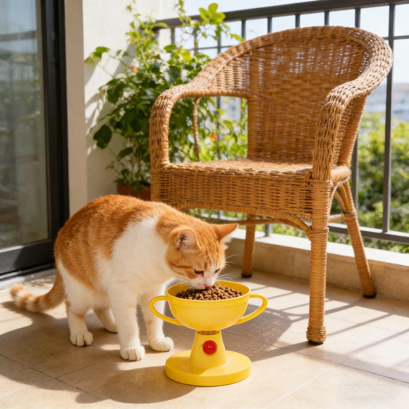Adjustable Elevated Dog Bowl, 5-Level Raised Feeder with Non-Slip Base, Ergonomic Food & Water Dish for Cats and Dogs, Trophy Style Design