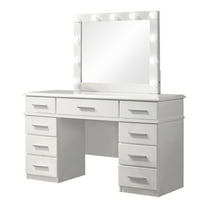 Coaster Furniture Felicity 9-drawer Glossy White, Vanity Desk with Lighted Mirror