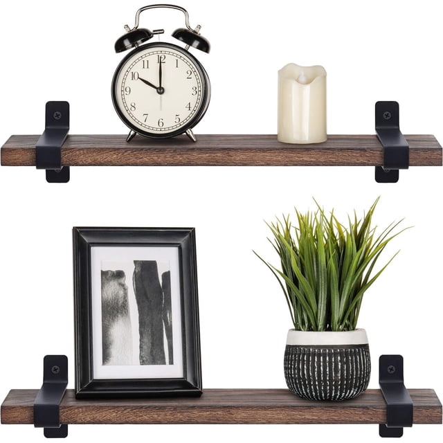 Estantes flotantes de madera para montar en la pared, estilo moderno de granja, estantería de almacenamiento decorativa con soportes en U para dormitorio, baño, sala de estar, cocina, oficina, juego