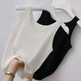 thumbnail image 4 of Summer Knit Vest Top sexy Sleeveless O Neck Women Camisole Pure Color Black White t-shirt Solid Color Plus Size Slim Tank Top, 4 of 5