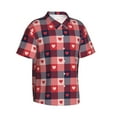 thumbnail image 2 of Balery Heart Plaid Print Men's Hawaiian Shirts Short Sleeve Beach Shirt Relaxed Fit Vacation Button Down Shirts-X-Large, 2 of 9