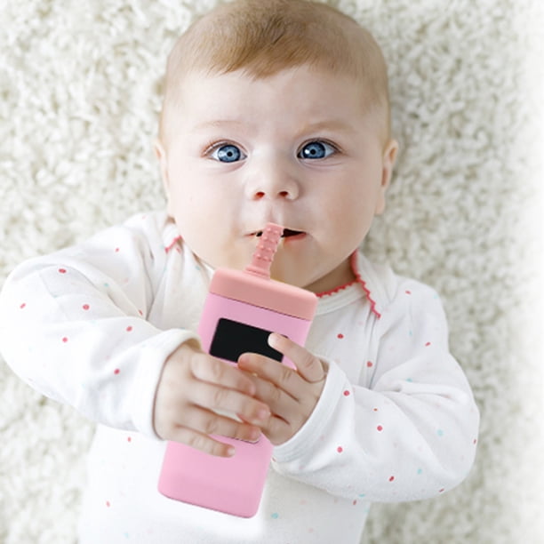 Mordedores de goma suave Juguetes 2 en 1 para bebés Montessori con forma de teléfono, regalo no tóxico para bebés (rosa)