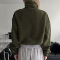 thumbnail image 2 of Uootdi Women's Cropped Fleece Zip - Up Jacket, High Neck with Drawstring Hem, Casual & Trendy Style, Perfect for Daily Wear and Athleisure Looks Army Green Women Top, 2 of 5