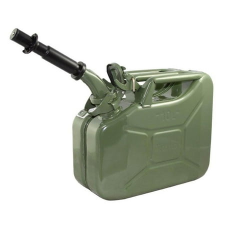 Wavian 3013 2.6 Gallon 10 Liter Steel Gasoline Fuel Jerry Can w/ Spout, Green