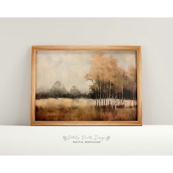 Vintage Countryside Landscape Print, Neutral Farmhouse Wall Art Home Decor #2000, Unframed Poster Size 8x12