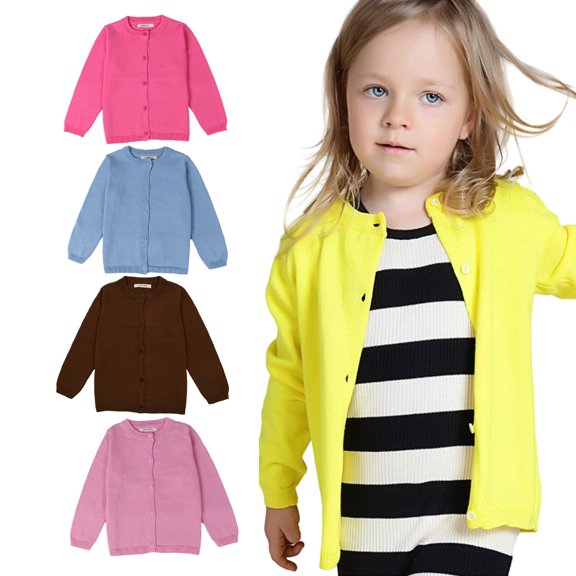 KYAIGUO 12M-7T Baby Girls Boys Cardigan Sweater Toddler Unisex Cable Knit Tops Kids Cotton Button up Sweater