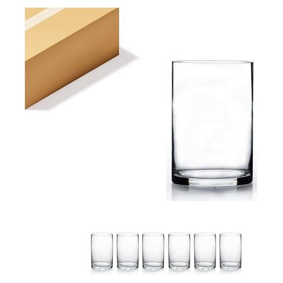 Quality Thick Weighted Clear Cylinder Glass Vases, 4" W x 6" H, Flower Arrangement Glass Candle Holders Wedding Centerpieces Terrarium Planter Pen Brush Storage Container, Bulk Wholesale, 6 Pcs
