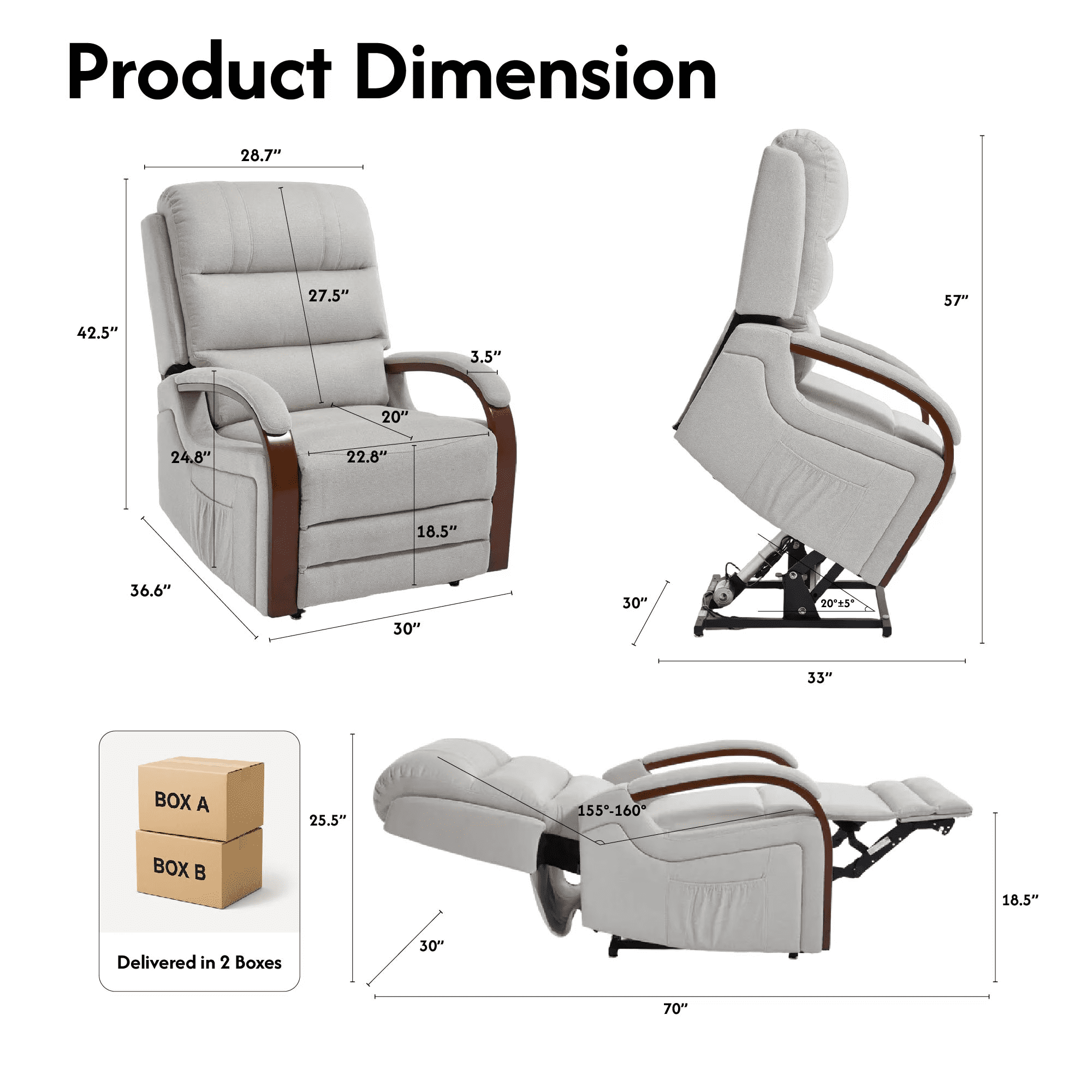 FlexiSpot Dual Motor Recliner Chair, Adjustable Recliner with Lumbar Support and Padded Seat Backrest for Living Room, Beige