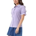 thumbnail image 4 of INSPIRAR CHIC Blusa Vintage con Cuello Peter Pan para Mujeres 2023 Camisa de Manga Corta con Botones XS Púrpura Claro, 4 of 6