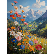 Alpine Flowers Canvas Painting/Wall Art， Suitable for Living Room， Bedroom， Office， Hallway， and Kitchen Decoration.