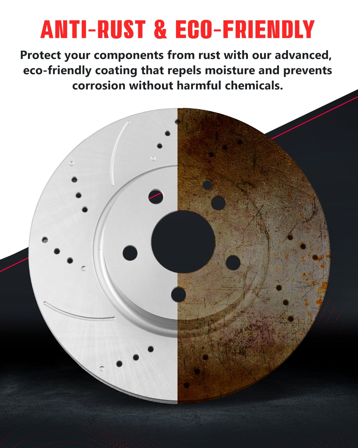 Funire Front Brake Pads And Rotors Kit Vented Compatible With Toyota Corolla 2009 2010 2011 2012 2013 2014 2015 2016 2017 2018 2019 Drilled Slotted Brakes Rotors Ceramic Brake Pads (10.8in) 275mm
