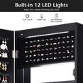 thumbnail image 6 of Giantex LED Jewelry Cabinet Wall Door Mounted, Lockable Jewelry Armoire w/Full Length Mirror, Cosmetics Tray, Brush Holders, Build-in Makeup Mirror for Women Girls (Black), 6 of 10