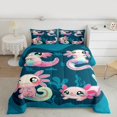 thumbnail image 2 of Feelyou Girly Pink Axolotl Full Size Comforter Sets, Cartoon Ocean Coral Bedding Comforter Set, Kawaii Sealife Animal Reversible Bedding Sets, Microfiber Bedroom Decor, 3pcs, 2 of 8