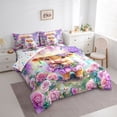 thumbnail image 2 of Erosebridal Kids Cute Highland Cow Bedding Comforter Set 7-Piece,Boys Girls Floral Roses Butterflies King Bedding Sets,Pink Purple,Super Cozy Room Decor, 2 of 6
