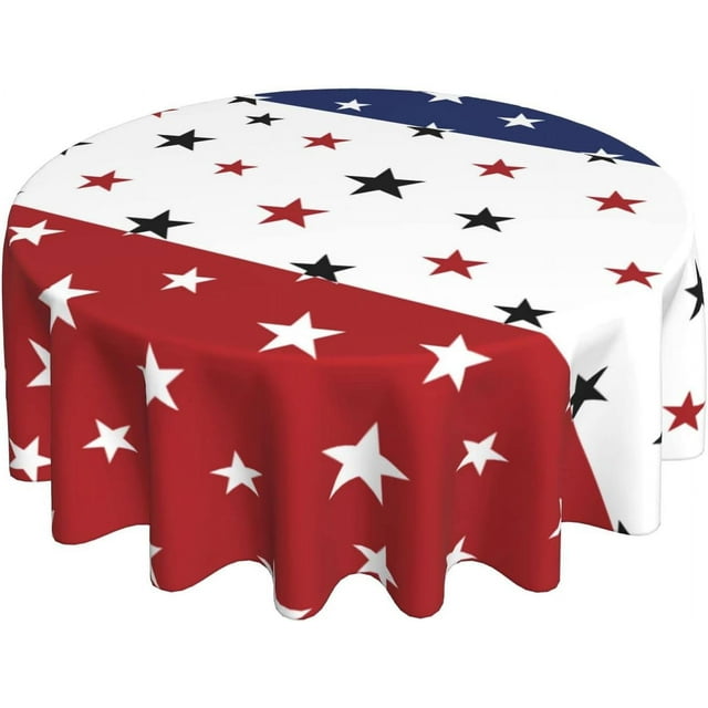 American Flag Tablecloth Round 60 Inch Patriotic Round Tablecloths Waterproof Polyester Washable Table Cover 4th of July Table Cloth for Kitchen Dining Room Indoor Outdoor Picnic Patio Party
