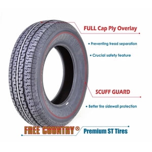 Set of 4 New Premium FREE COUNTRY Trailer Tires ST 205/75R15 8PR/Load Range D w/Scuff Guard Sansujyuku sansujyuku.com