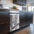 thumbnail image 3 of Magnetic Dishwasher Stickers Cover for Front Door,Brushed Silver Stainless Steel Design Bird and Flower Pattern Refrigerator Magnetic Cover Kitchen Decor,Home Appliance Vinyl Sticker 23W x 26H inchs, 3 of 6