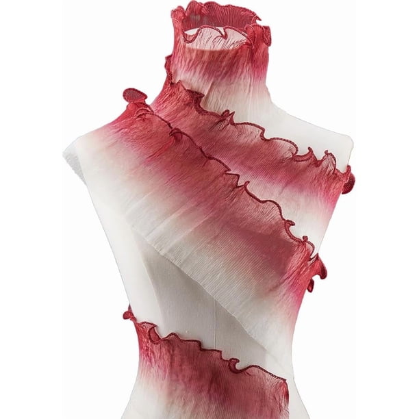 Ribete de encaje de organza plisado grande de 5 yardas x 5,24 pulgadas con volantes, cinta iridiscente, ribete de tela de tul