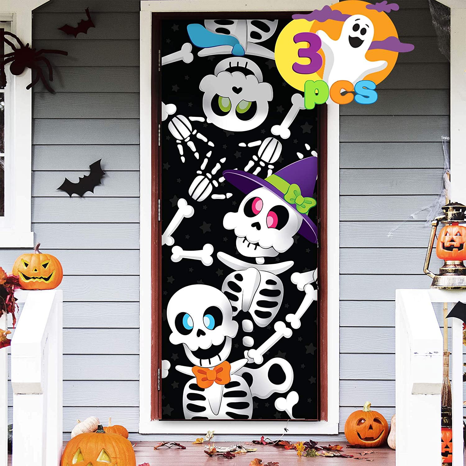 Halloween Happy Ghosts Door Cover Wall Poster 30x72 Scene Setter Prop Decoration 